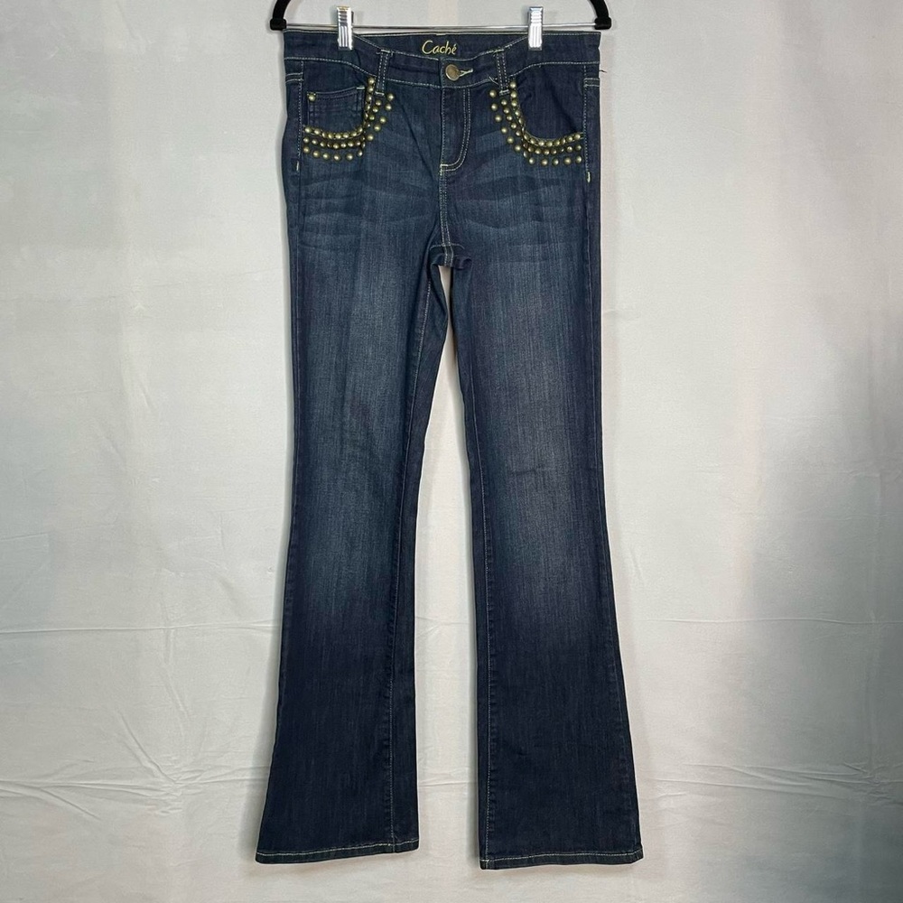 Y2K Cache Studded Dark Wash size 6 Low Rise Flare Jeans